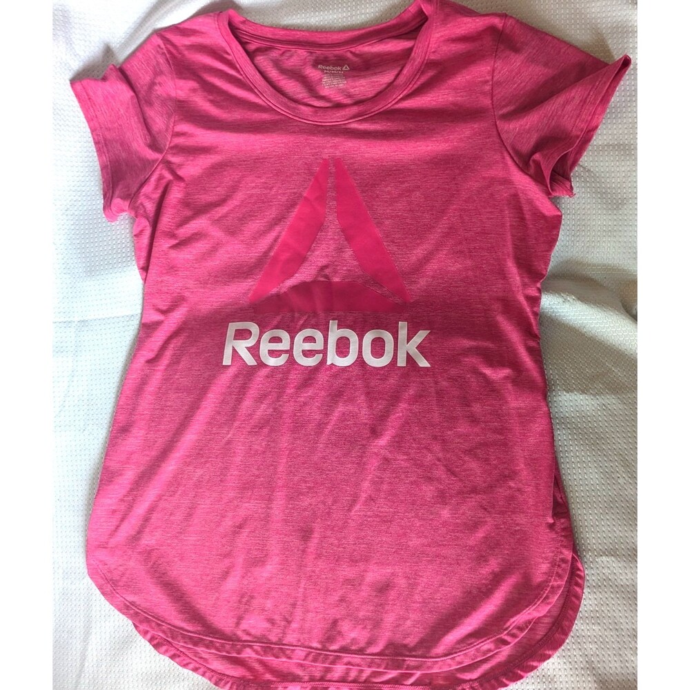 Reebok Women's Pink Active T-Shirt Workout Shirt Graphic Tee Top Size Medium